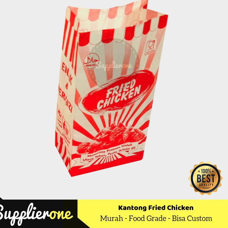 

0EC ➽ Kantong Fried Chicken isi 50,Bungkus Ayam,kertas, Kemasan Fried Chicken,Kantong Kertas Fried C