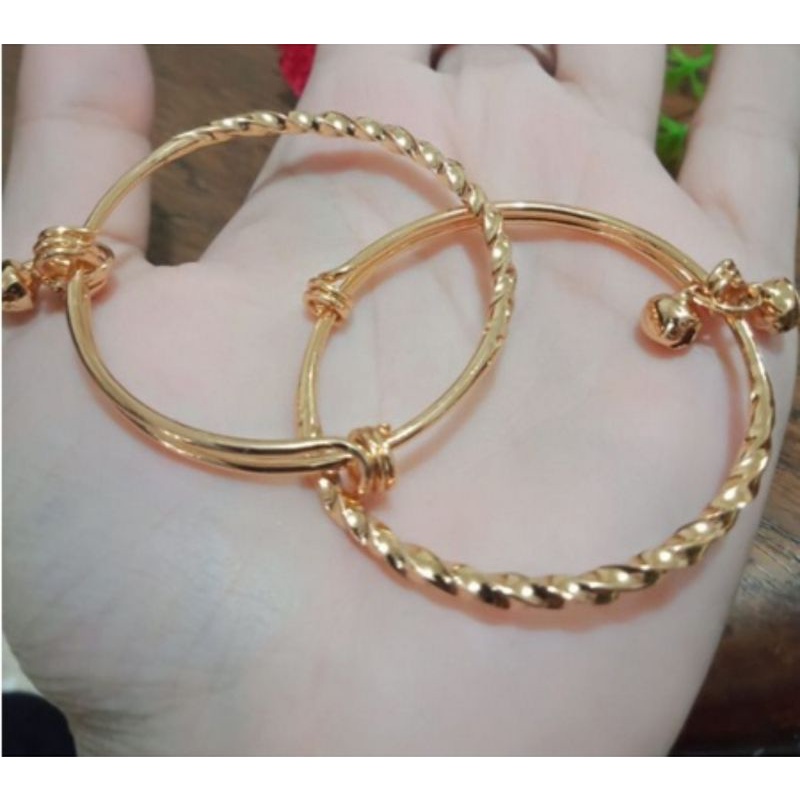 Gelang Tangan Anak Titanium Anti Karat Lapis Emas