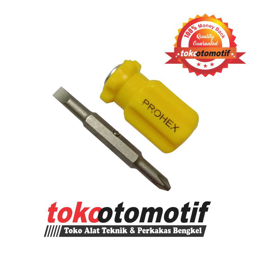 Obeng Bolak Balik / 2 Way Pendek + Blts (2600-001) PROHEX / Obeng Mini