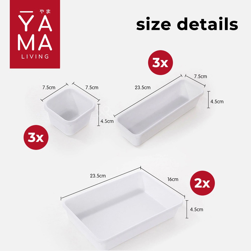 YAMA MITSUI 8in1 Drawer Divider Kotak Pembatas Organizer Laci Penyimpanan Multifungsi