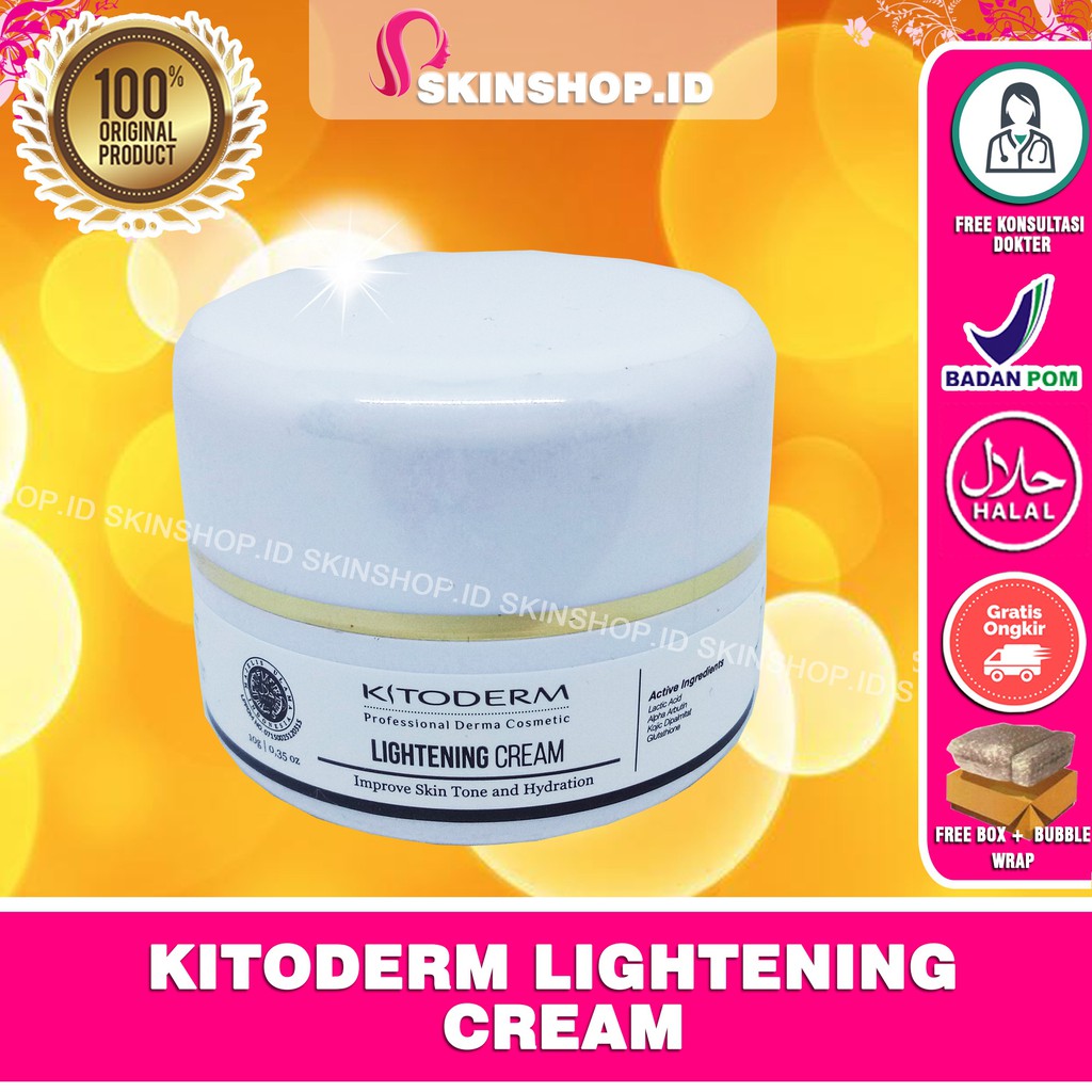 Kitoderm Lightening Cream 10gr Original / Krim Pencerah BPOM Aman