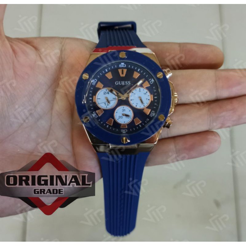 JAM TANGAN PRIA COWOK GUESS POSEIDON GW0057G2 BLUE ROSE SUPER GRADE