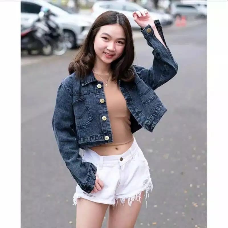 HUM - ZEC  Jacket Jeans Crop / Vrocca Jaket Cropped Snow Black / Denim Jaket