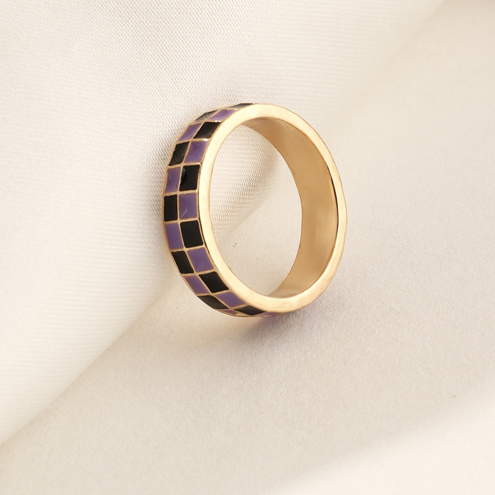 Cincin Jari Telunjuk Desain Geometri Reversi Drip Oil Untuk Wanita