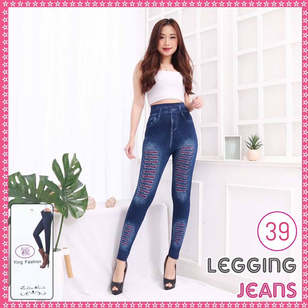 Legging Jeans # 39 / celana legging jeans import wanita / legging tebal wanita