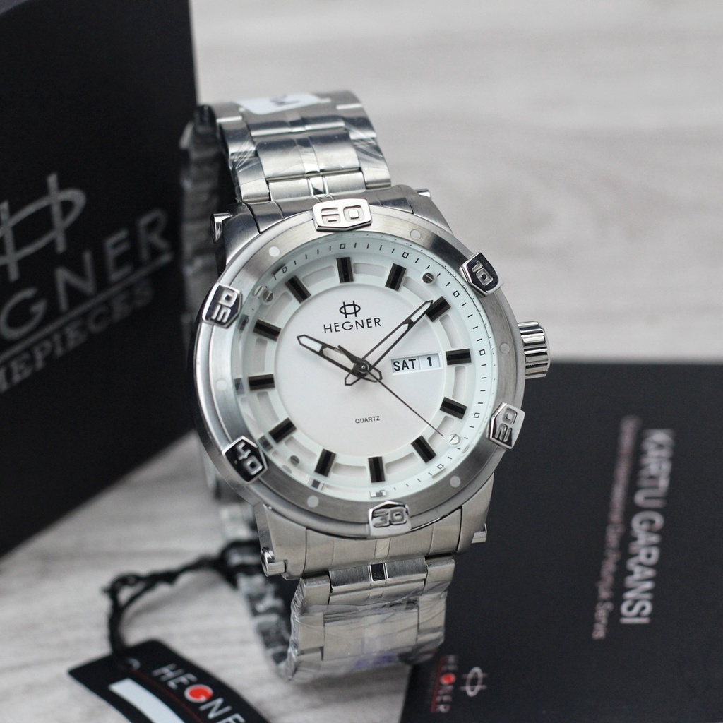 Jam tangan hegner 5032 tali rantai stainless original pria