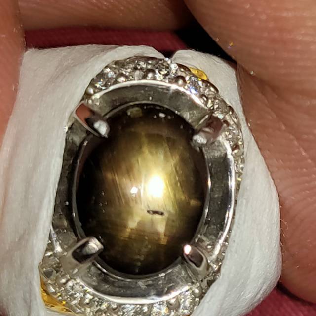 Cincin pria natural sapphire hitam star 12