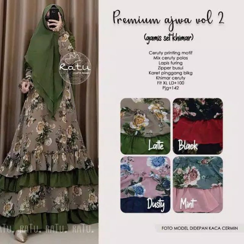 Gamis Ceruty ori Ratu dan gamis monalisa set khimar