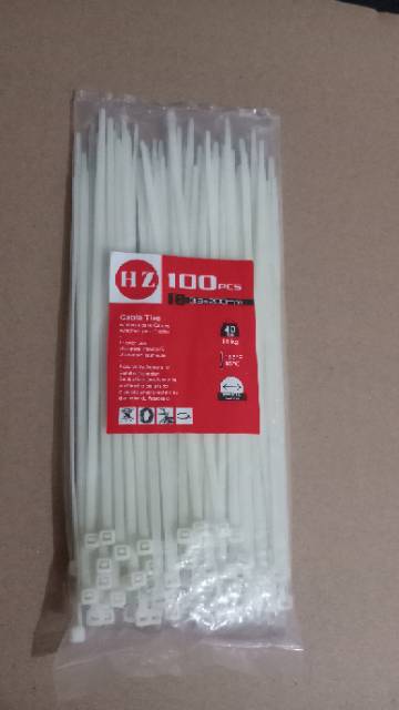Kabel tis putih / tali krek 3.6x200mm isi 100