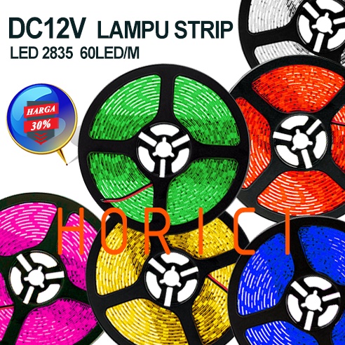 FULL 5M DC 12V LED STRIP 3528 IP55 WATERPROOF LAMPU PLAFON LAMPU ETALASE TAHAN AIR