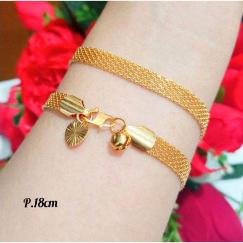 gelang tikar wanita titanium.gelang motip terbaru anti karat dan anti luntur