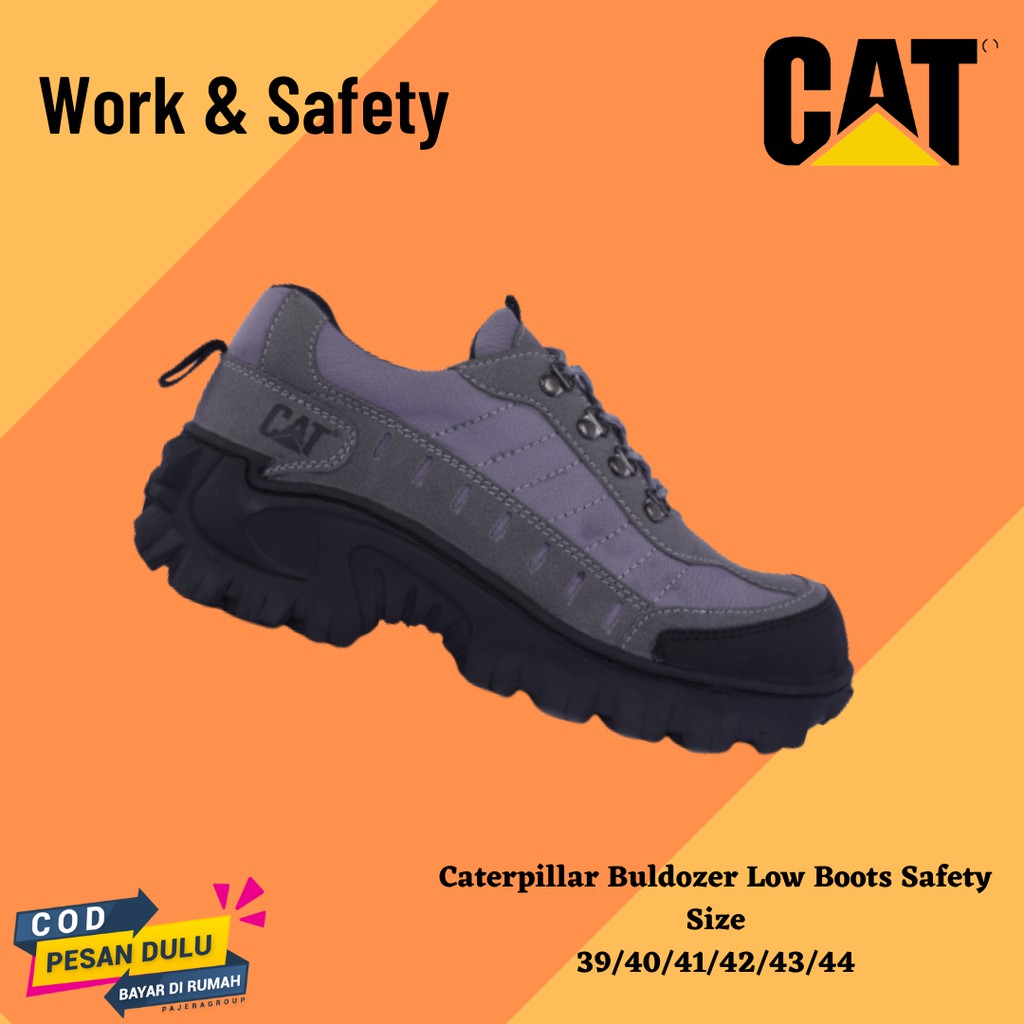 COD!! SEPATU CATERPILLAR BULDOZER ABU SEPATU LOW BOOTS SAFETY PRIA UJUNG BESI - TOURING BIKER