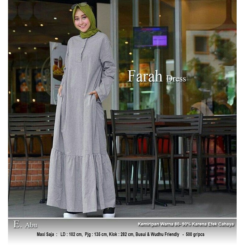 HOT SALE -  120675 GAMIS POLOS WANITA FARAH ABU