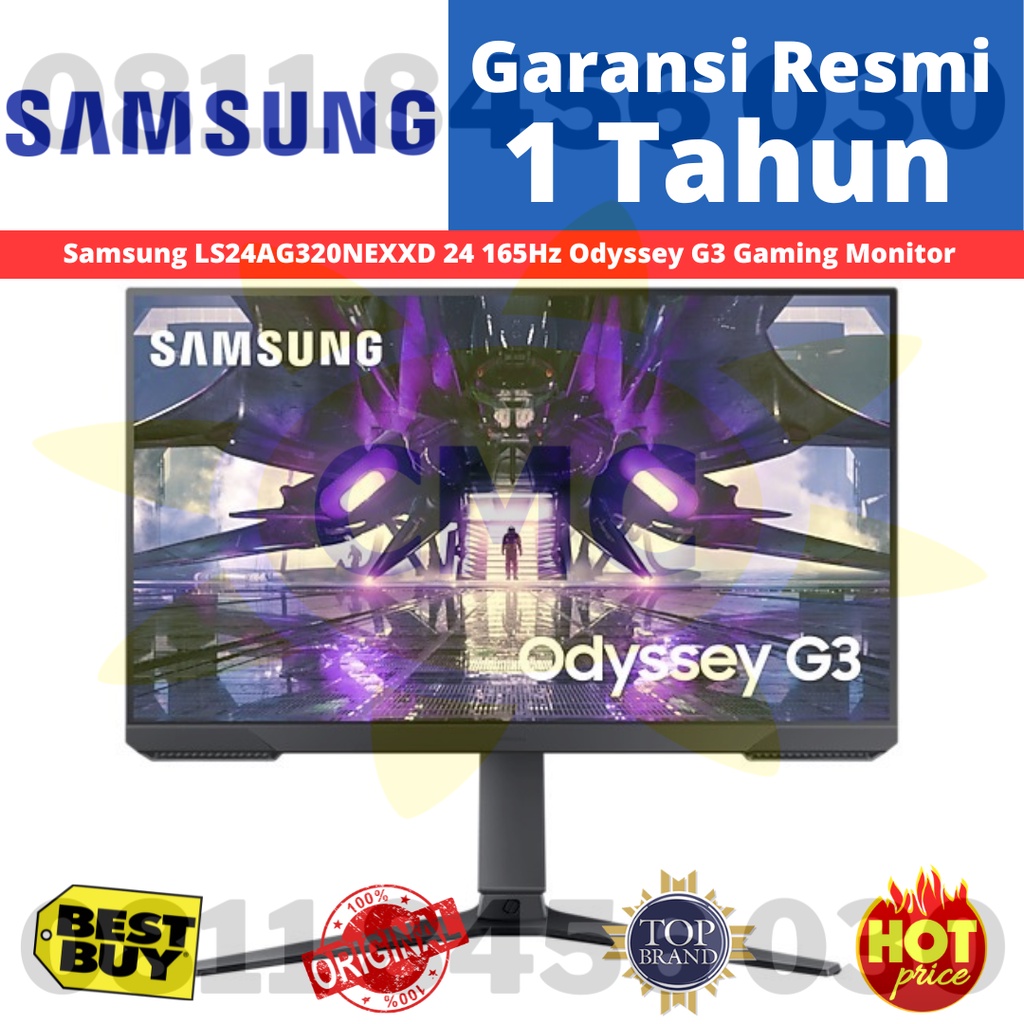 SAMSUNG 24 Odyssey G3 Gaming Monitor LS24AG320NEXXD 165Hz 1ms FHD Resmi