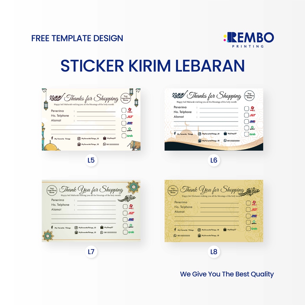 Sticker Kirim Online Shop EDISI LEBARAN *Free Design Template* Stiker Alamat Pengiriman