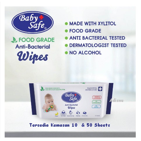 Baby Safe Anti Bcterial &amp; Non Alkohol Wipes Tisu Basah Pembersih Bayi