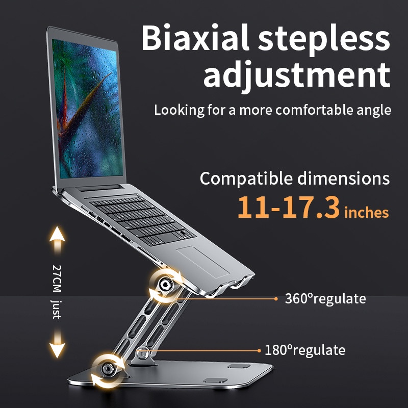 Xnyocn Stand Laptop Adjustable Aluminium Alloy Notebook Stand Kompatibel Dengan Holder Laptop Lipat Portabel 10-17 Inci