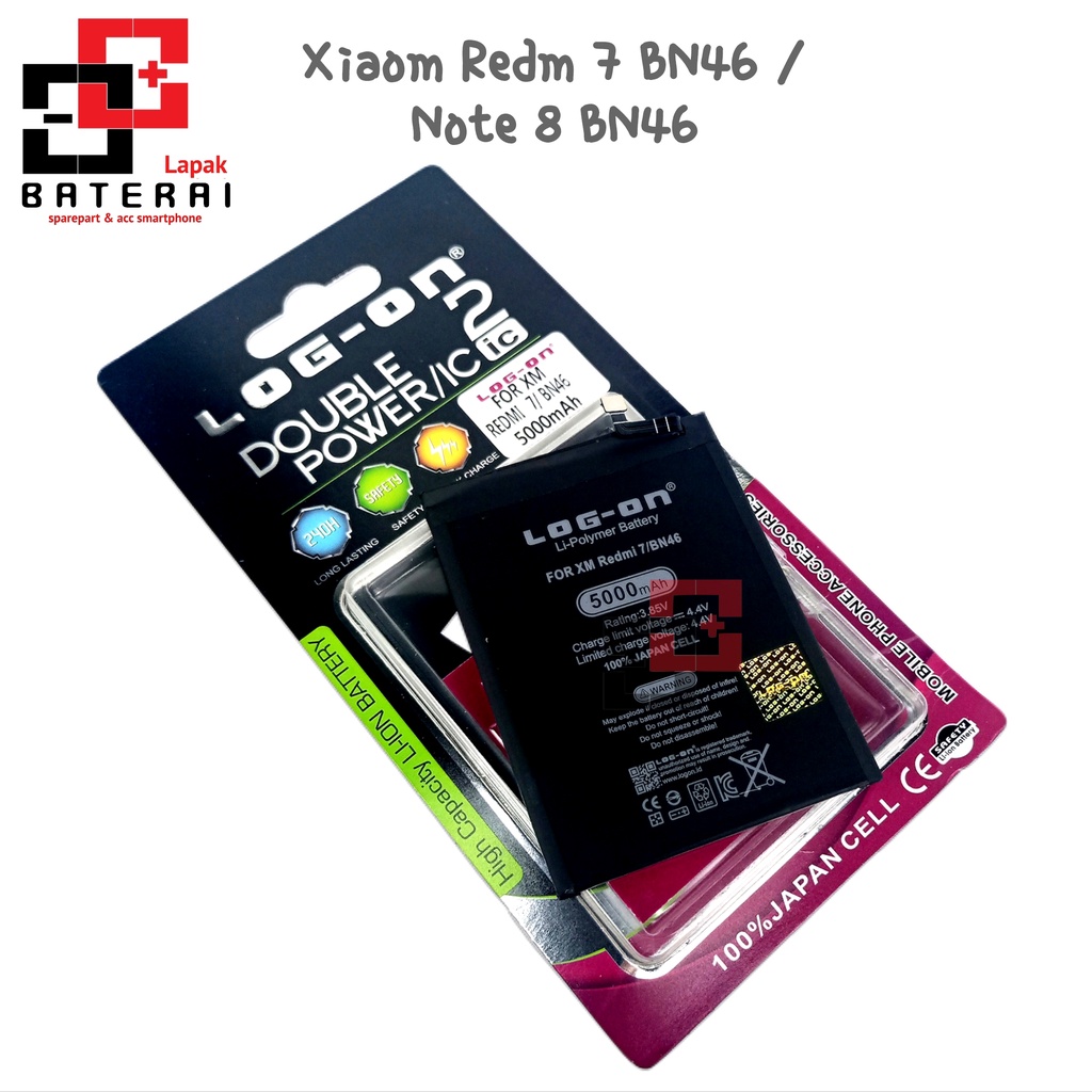 LOG - ON Baterai Xiaomi Redmi Note 8 BN46 | BN-46 Double IC Protection Battery Batre