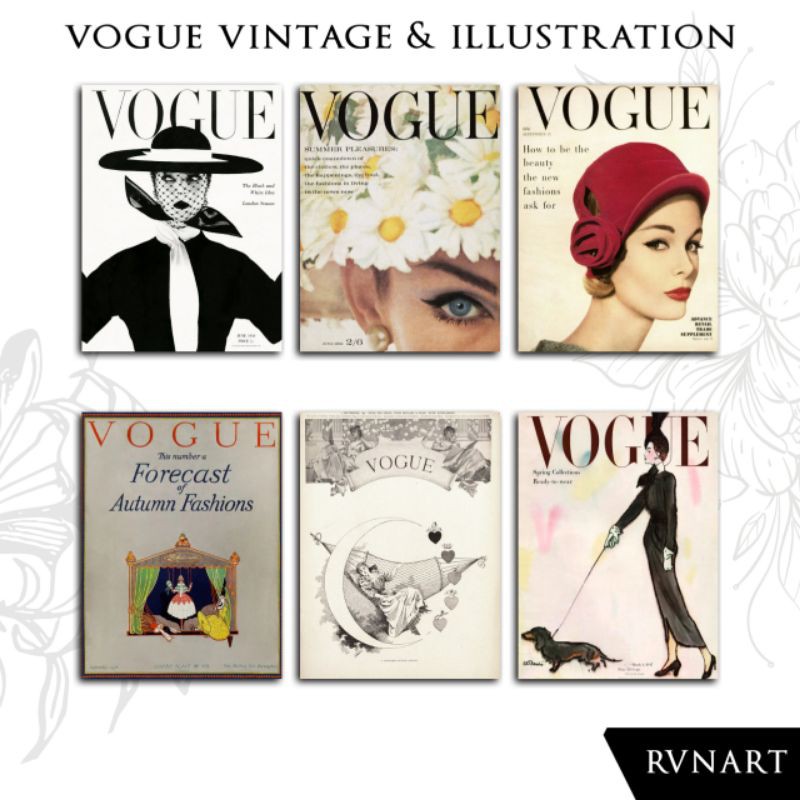 

Vogu cover magazine art print vintage & illustration series