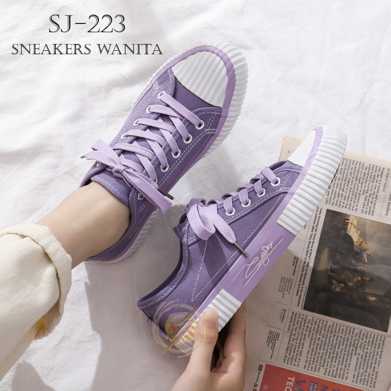 【Jwalk】Sepatu Sneakers Wanita Casual Wear ala Back to School Import Super Premium - Ungu 223