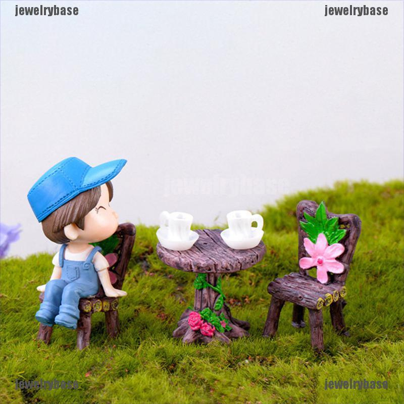 [Base] Mini Home Furniture Table And Chair Garden Miniatures Figurines Doll House Decor