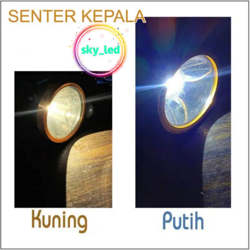 senter kepala led 20w 518 emico cahaya putih / KUNING  / 35W /super led / TERMIRAH