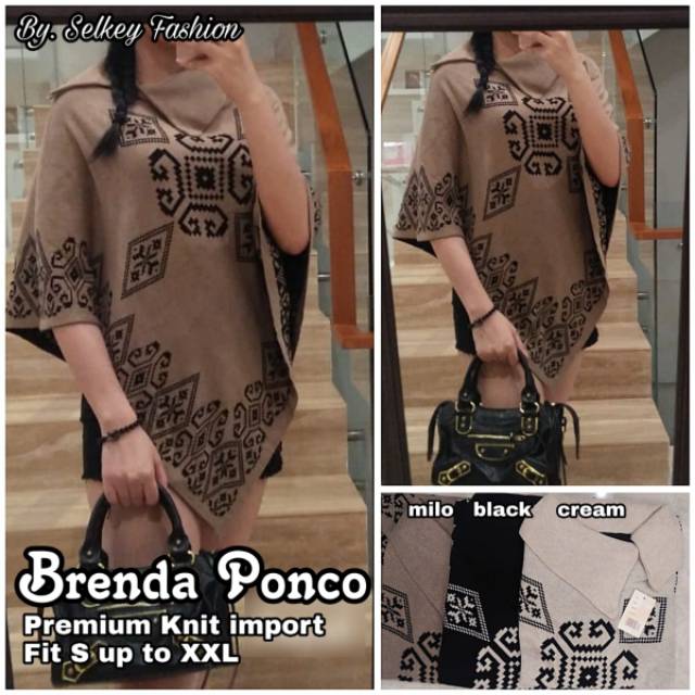 Brenda ponco rajut premium knit import