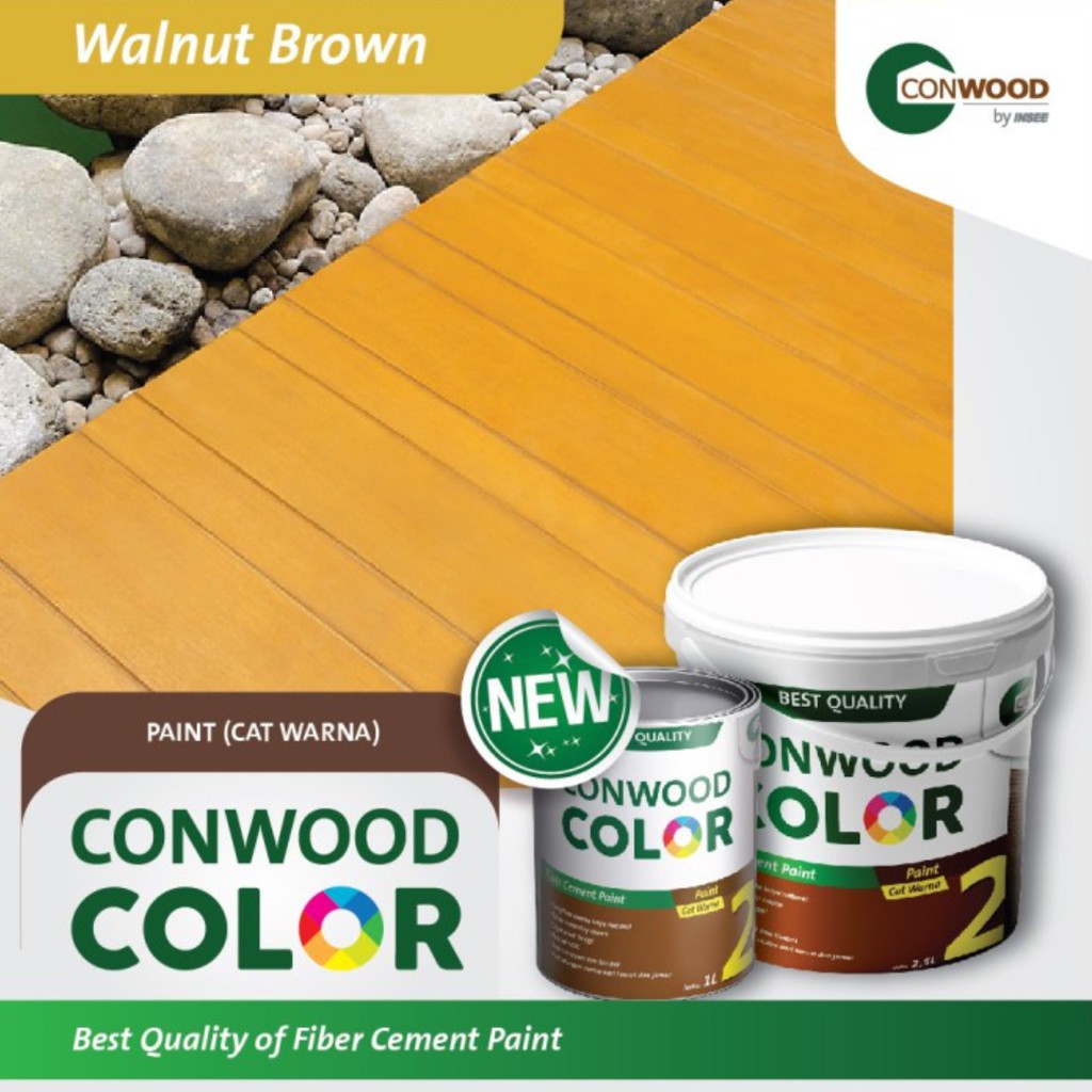 Conwood Color Warna Kayu Doff 2.5 Liter - Cat Lisplang Fiber Cement Silikat GRC Plavon Partisi Walnut Palisander Akasia Galon