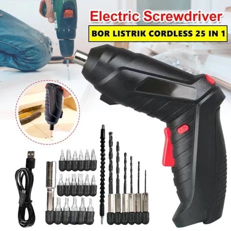 ASITA - Mesin Bor set 47 Obeng Elektrik  Cordless Screwdriver RECHARGER  Mesin Bor Mini ObenG