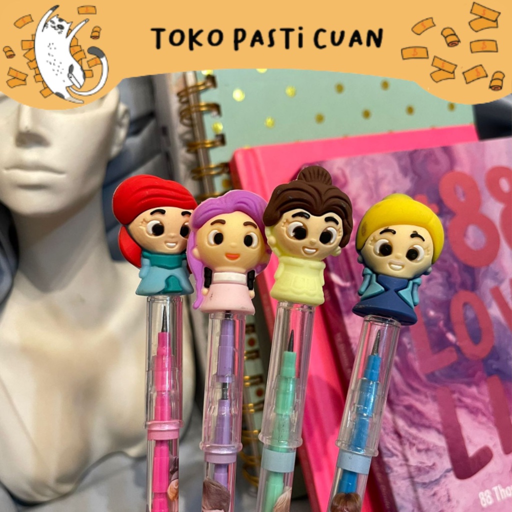 

pensil peluru pensil susun karakter disney princess pensil lucu imut bisa COD termurah import fancy kebutuhan anak sekolah