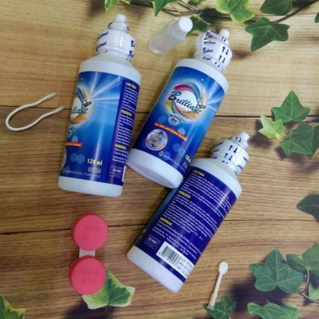 Cairan pembersih softlens O2 BRILLIANT/air perendam soflen omega/pencuci soflens travel pack 120ml