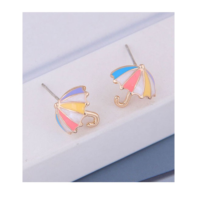 LRC Anting Tusuk Fashion Color Umbrella Hit Color Earrings A60202