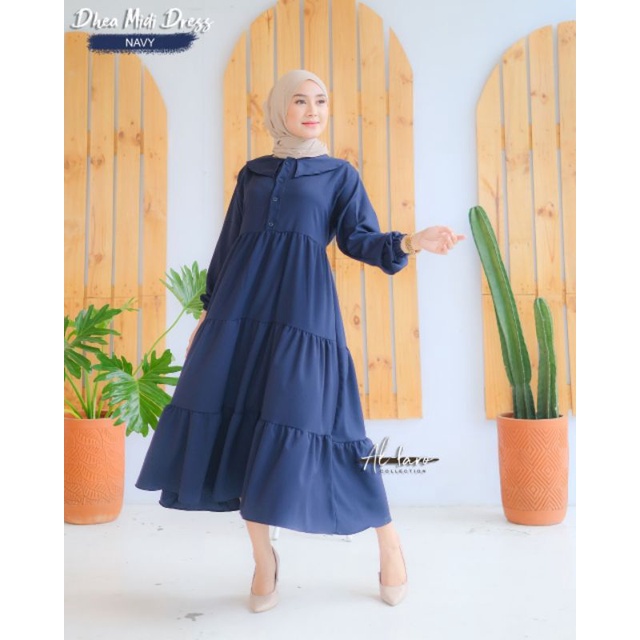 terlaris gamis midi/midi dress/gamis itycrepe/gamis susun/midi polos/gamis polos/dhea midi dress ORI