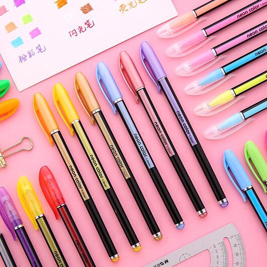 Pen hightlighter Bahan Metal 12 Warna untuk Kantor / Sekolah