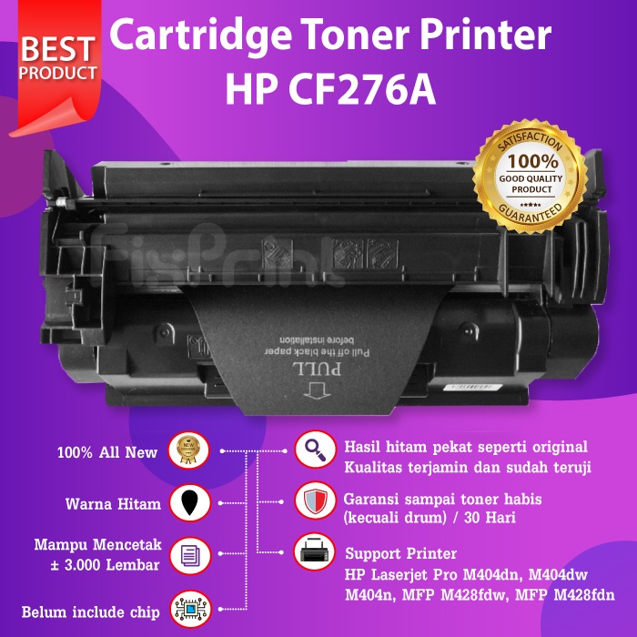 Cartridge Toner Compatible 76A CF276A Tinta HP M404dn M404dw M404n MFP M428fdw M428fdn No Chip