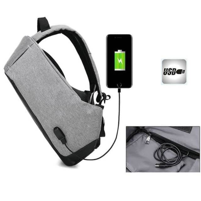 Tas Selempang slempang Anti maling thief smart sling bag theft USB port