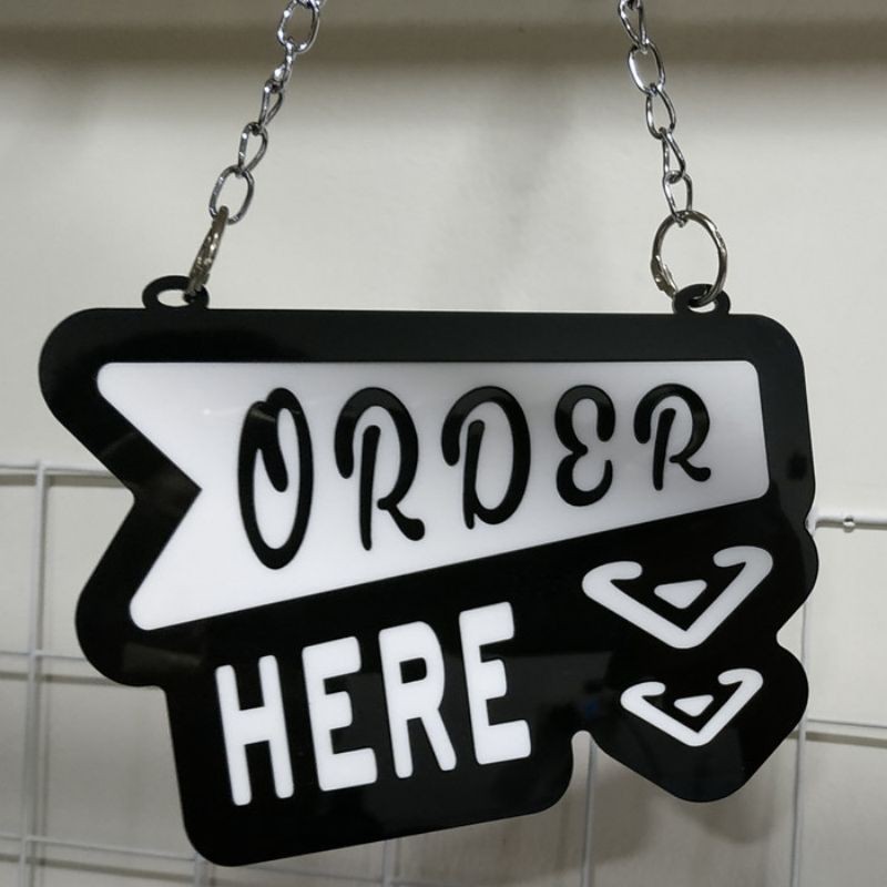 Acrylic sign/tanda "ORDER HERE"