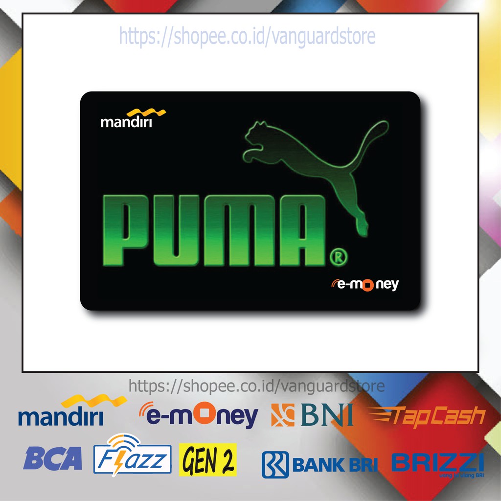 KARTU E MONEY E TOLL PUMA GREEN BLACK BRAND 9 EMONEY MANDIRI FLAZZ BCA BNI TAPCASH BRIZZI BRI