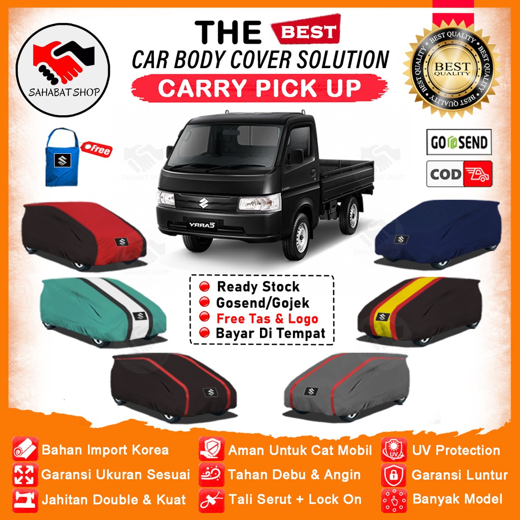 Sahabat Body Cover Mobil Carry / Sarung Penutup Suzuki Carry Pick Up Outdoor / Tutup Selimut Mantel Mantel Tutup Selimut Pelindung Mantol Kerudung Terpal Mobil Carry 1.0 Pickup Waterproof Anti Air Model Orange