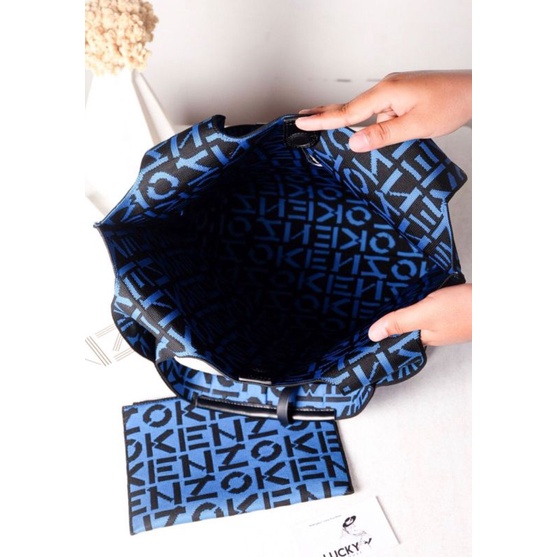 Kenzo Skuba Small Monogram Tote Bag In Blue - ORIGINAL 100%