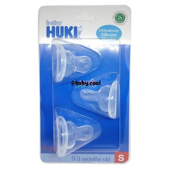 Huki Otrthodontic Silicone Nipple Gepeng Blister Ukuran S/M/L Isi 3/baby.cool