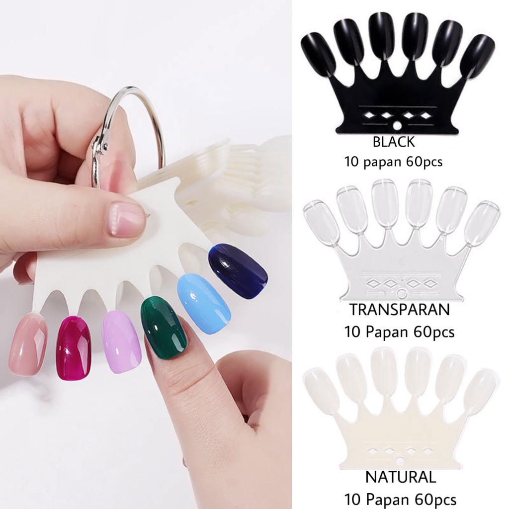 Display Kuku Nail Tips Color Chart Motif Crown 10 Papan 50pcs