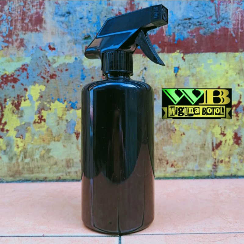 Botol Spray 500ml Hitam / Botol PET 500ml Tutup Spray Kispray Hitam