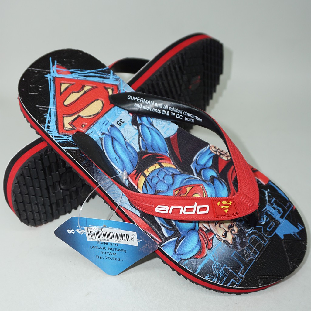 Sandal Jepit Anak Laki Laki Ando Original Superman 310 Hitam Termurah