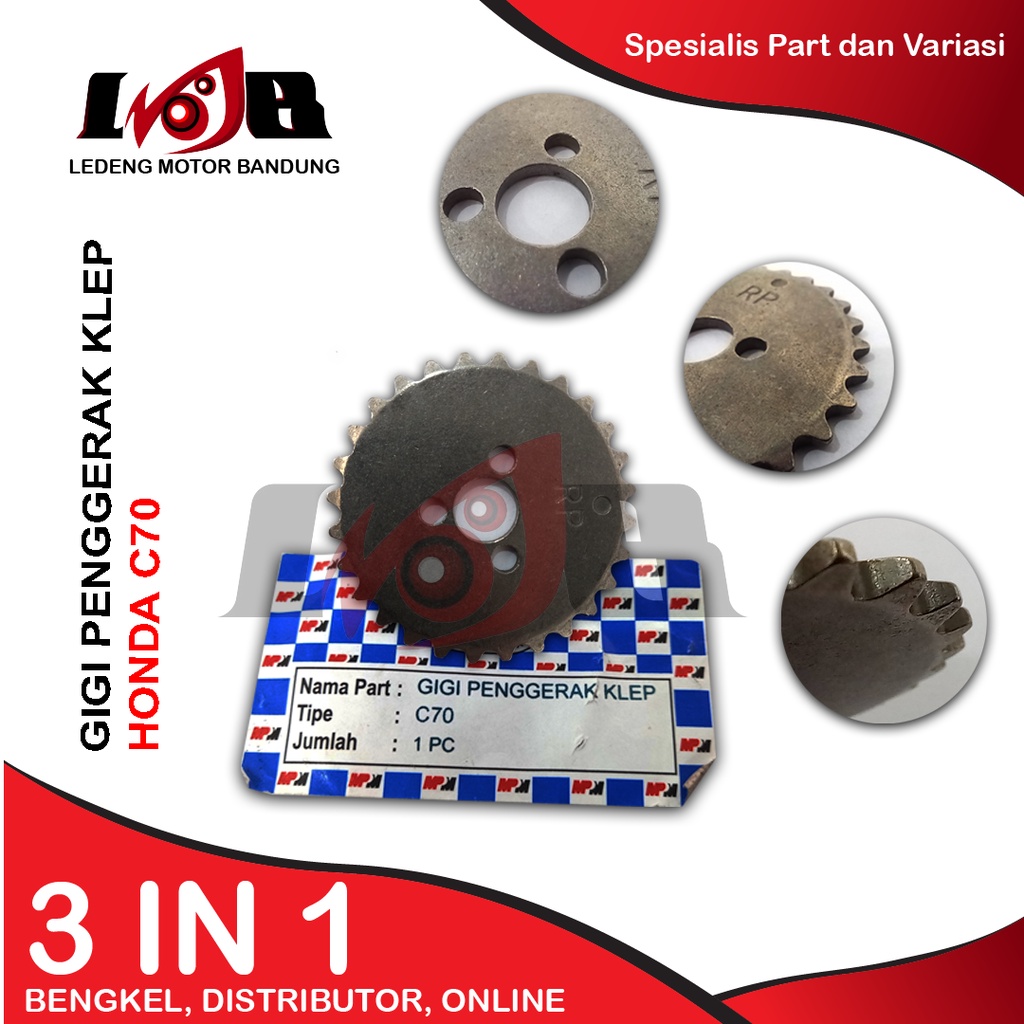 Gear Gigi Sentrik Penggerak Klep C70 Gir Besar Rantai Keteng MPM Sprocket Cam Motor Bebek