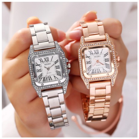 ✅COD Jam Tangan Wanita Geneva Rhinestone Diamond Stainless