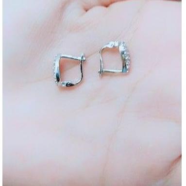 Anting Jepit Fashion Wanita Dewasa Oval Mata Diamond Putih Perak Asli 925/Lapisan Emas Putih Murni.