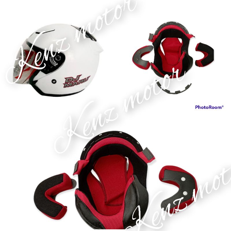 busa helm kyt djmaru full set busa pipi & kain atas kacing besi dan kancing plastik