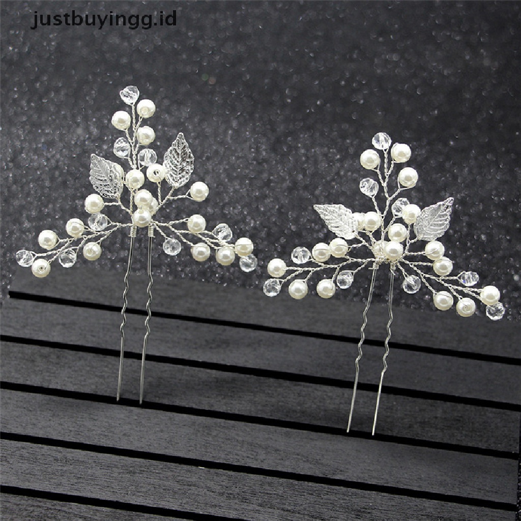 [justbuyingg.id] Wedding Bridal Hair Comb Clip Crystal Rhinestone Flower Faux Pearl Hairpin ID