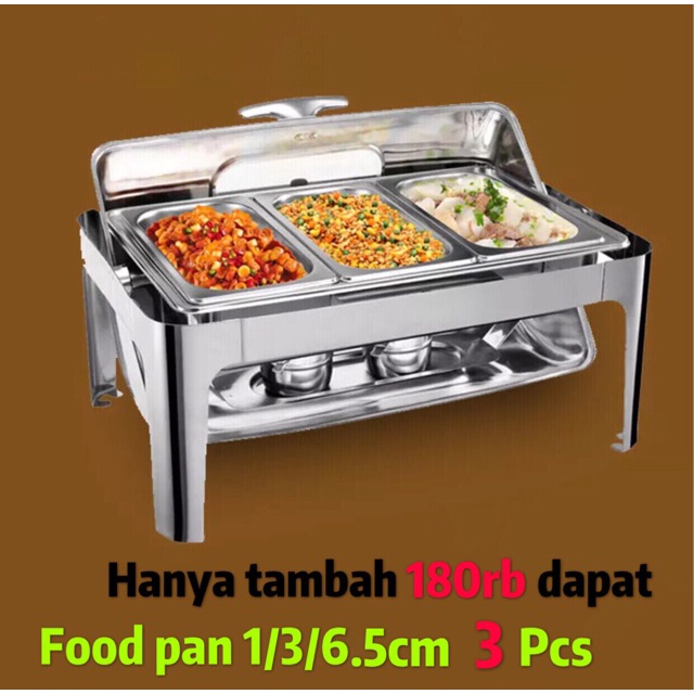 Roll top 9L chafer chafing dish stainless steel wadah saji Prasmanan